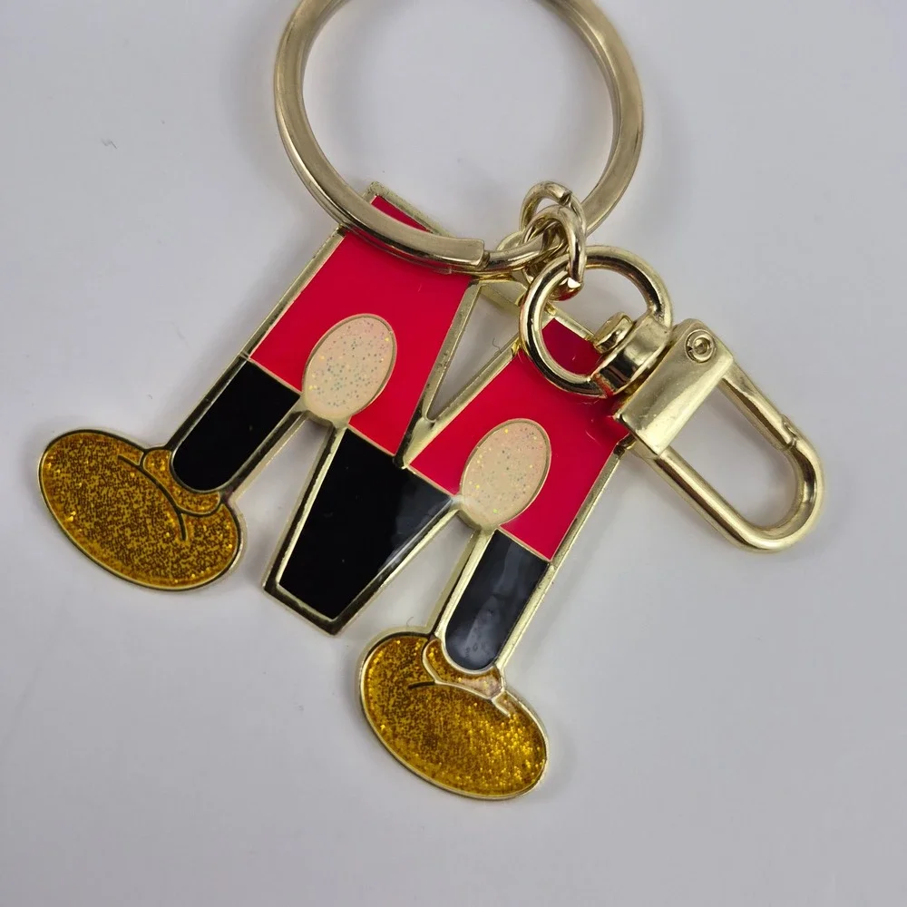 Disney Mickey Mouse Letter M Initial Keychain Gold Tone Enamel Glitter Charm